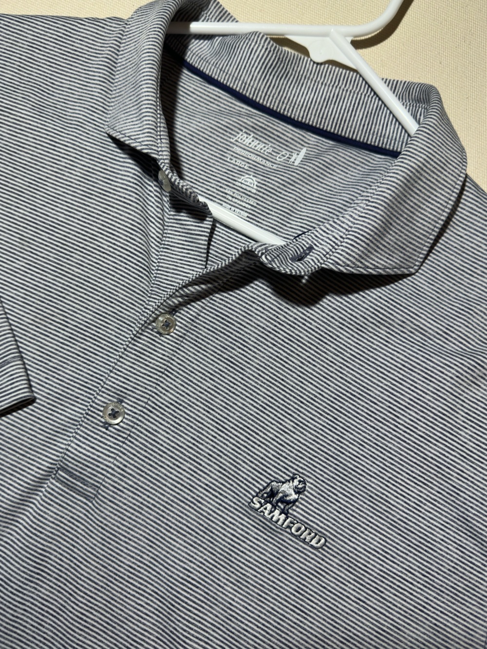 Men’s Johnnie-O Blue/Gray Stripe Golf Polo x Samford University